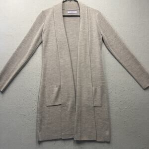 Brunella Gori Merino Wool Cardigan Womens Small Gray Shawl Open Made in Italy